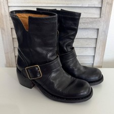 Florentini & Baker Leather Biker Boots Buckle & Zipper Moto Style Womens Shoes