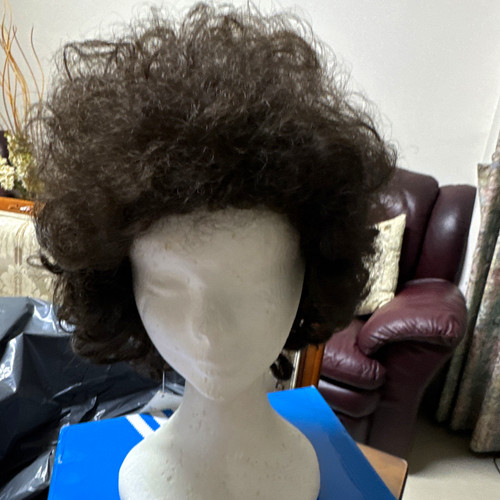 Dark brown curly - hair, wig