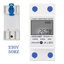 230VAC/50Hz Digital Electric Energy Meter Phase DIN Rail Electricity Meter UK