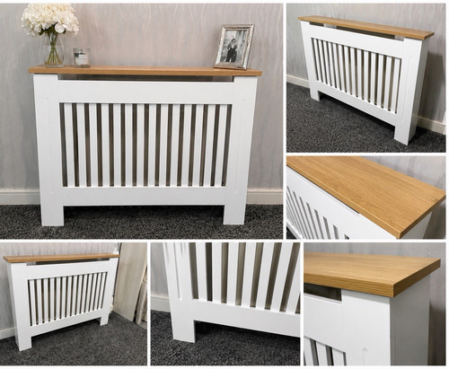 Modern white wooden radiator - white,