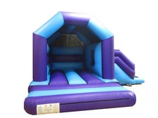 Blue And Purple Bouncy Castle With slide HIRE ONLY 17x15ft