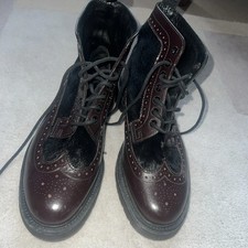 DR MARTENS DM BROGUE BOOTS UK SIZE 7 EUR 41 OXBLOOD LEATHER/BLACK PONY SKIN