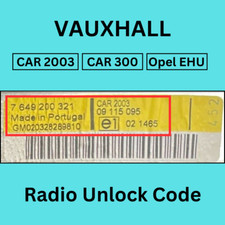 VAUXHALL OPEL CORSA Radio Code