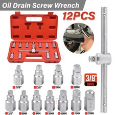 12PC Drain Plug Master Key Set Oil Sump Plug Axle Gearbox Drain Plug Socket Tool