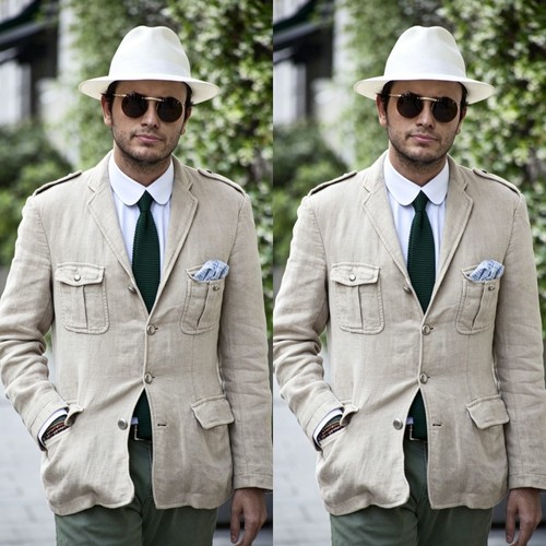 Men beige linen - men's, safari