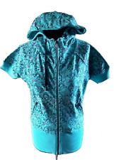 Psycho Cowboy Green Clouds Sky Hoody Short Sleeves Zip Front  Medium  UK 10  New