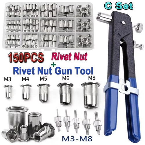 150pc rivet nut gun kit - nut,