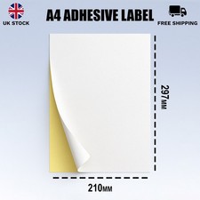 A4 FULL WHITE MATT SELF ADHESIVE STICKER PAPER SHEET ADDRESS LABEL UK STOCK