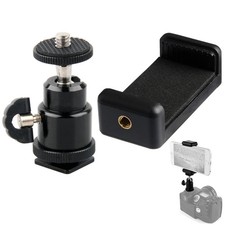 Universal Mobile Phone Holder Clip for Camera Hot Shoe Mount 1/4" Screw Tripo...