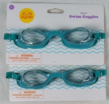 Sun Squad Child Swim Googles UV Protection, Plastic, Ages 3+, Lot of 2