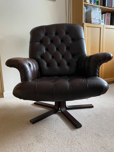 Vintage leather swivel - leather, chair