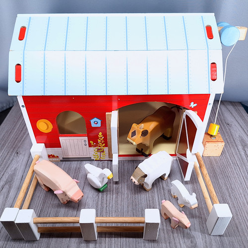 Toy van barn and farm - and,