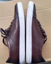H By Hudson Alcester Burgundy Leather Plimsoll Sneakers, Trainers Shoes EU43 UK9