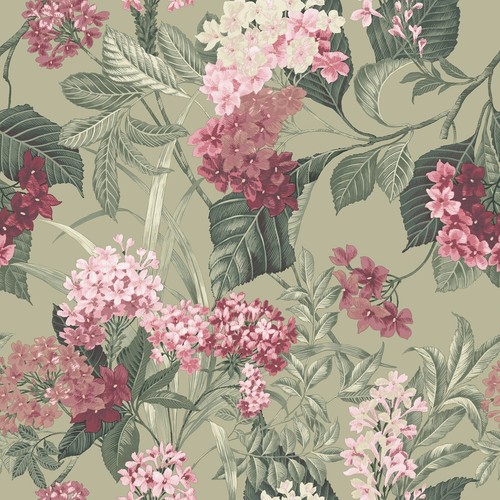 Pink sage floral wallpaper - pink,