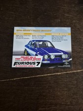 2015 Universal Studios Furious 7 Trading Card 1978 Mark 1 Ford Escort