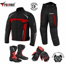 Men Motorcycle Suit Jacket Trousers Set Motorbike Suits Clothing Leather Boot CE