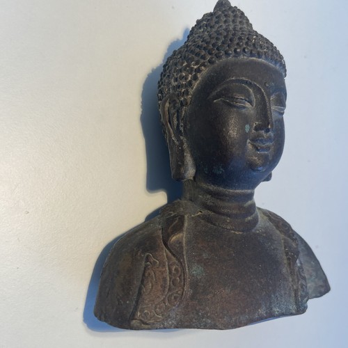 Old bronze brass bhuda bust - old, bronze/brass