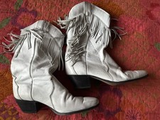 Women’s Laredo Line Dancing Boots White Leather With Tassels 8m UK6