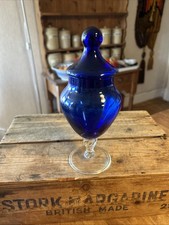Vintage Blue Glass Lidded