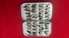 Wheatley Silmalloy Metal Fly Box & 38 Fly Fishing Flies.