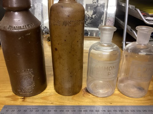 Old stoneware bottles r - old,