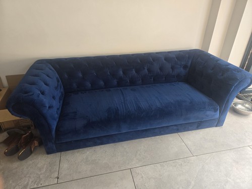 Dfs seater velvet sofa - dfs, blue