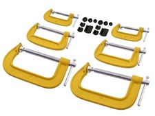 G-Clamp Set 6pc 2" 3" 4" c/w Soft Jaw Pads 50mm 75mm 100mm Woodworking G Clamps