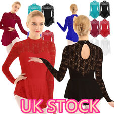 UK Ice Skating Dress Competition Figure Skating Lace Baton Twirling Costumes