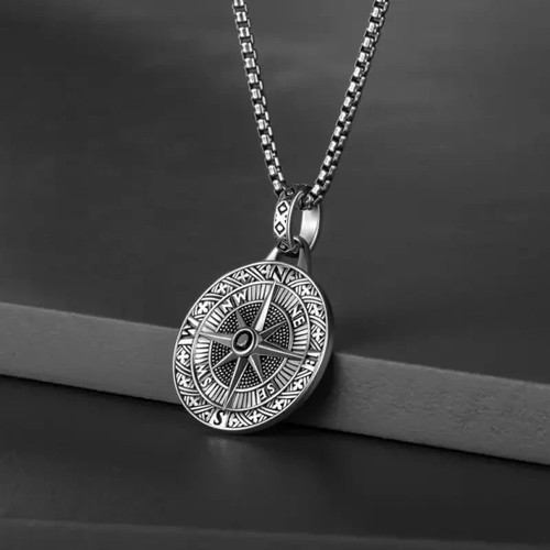 Compass pendant men necklace - pendant, men's