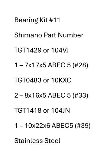Bearing kit shimano tyrnos - kit, #11