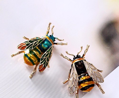 Enamel bumblebee brooches - enamel,