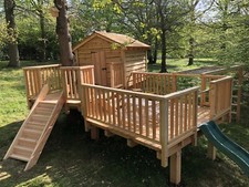 Kids Garden Playhouse Large Outdoor Playcentre Wooden TreeHouse Swing Slide Set