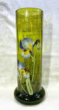 Legras Enamelled Glass Vase Fleurs Iris Art Nouveau Jugendstil 19th C