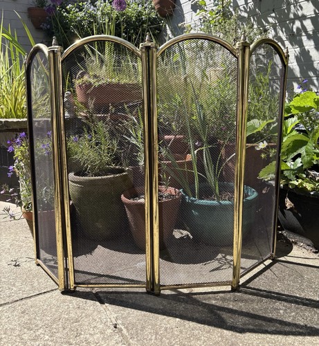 Brass folding fire screen - brass,