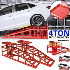 4 ton Hydraulic Car Ramps 2PC Heavy Duty Garage Auto Van Bottle Lift Jack Ramp