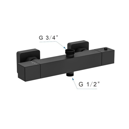 Square black thermostatic - square,
