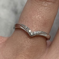 Diamond Wishbone Band Ring 9ct 375 White Gold - Size K