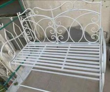 Garden Rocking Bench Metal White Furniture Love Seat Patio French Swing Chair