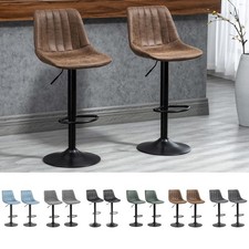 Modern Bar Stools Set of 2 Tufted Bar Chairs with Adjustable Height Swivel Seat