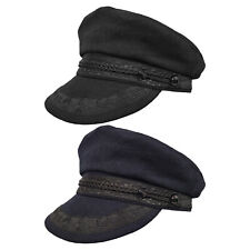 Wool Hat Breton Braid Greek Fisherman Fishing Yachtsman Sailor Marine Black Navy