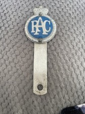 Vintage RAC Car Badge with fittings bar