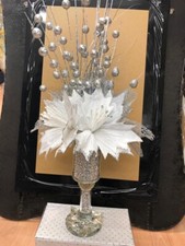 Mirrored Crushed Diamond Vase With Flowers Crystal Romany Bling