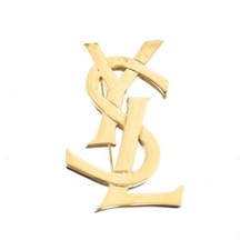 Vintage Yves Saint Laurent YSL Large Logo Gold Pin  Brooch.