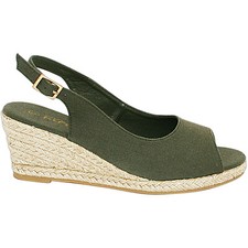 NEW WOMENS LADIES MID WEDGE HEEL ESPADRILLES BUCKLE PEEP TOE SUMMER SANDALS SIZE