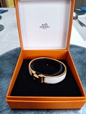 Genuine Hermes Clic H Bracelet White and Gold In Box Size PM