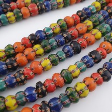 Vintage Venetian Style MultiColor Eyes Glass Beads Strands 9 - 11 mm 24 inches