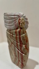 Hand-Carved Mexican Onyx Stone Sculpture “Wind Figure” Signed