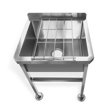 SQUID MOP Janitorial CLEANING Sink Stainless Steel Basin Floor Standing Front