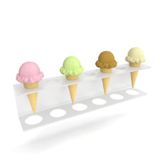 ICE CREAM CONE HOLDER DISPLAY STAND 6 OR 7 CONES - WHITE