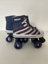 Roces Chuck Roller Skates UK 1.5 - EUR 34 Blue Kids Retro Quad Canvas High Fun